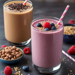 delicious, easy-to-make drinks packed with protein to fuel your muscles and keep you energized. Ideal for post-workout recovery or a quick meal on the go, they combine protein powder with fruits, veggies, and other wholesome ingredients for a tasty, nutritious boost.